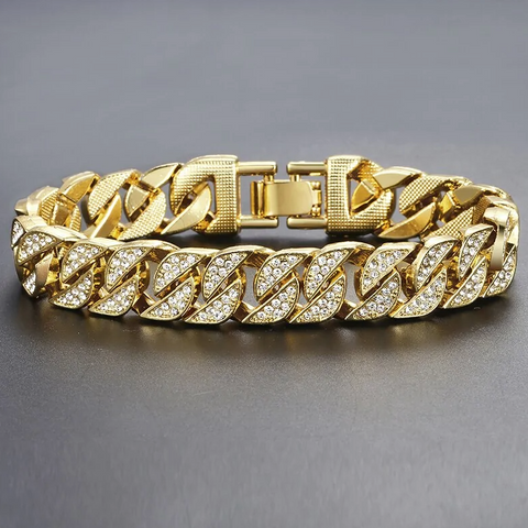 Miami Curb Cuban Chain Bracelet For Men Gold - Choose Victor