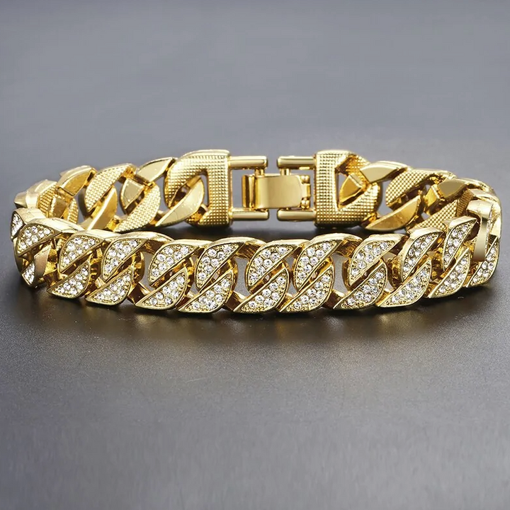 Miami Curb Cuban Chain Bracelet For Men Gold - Choose Victor