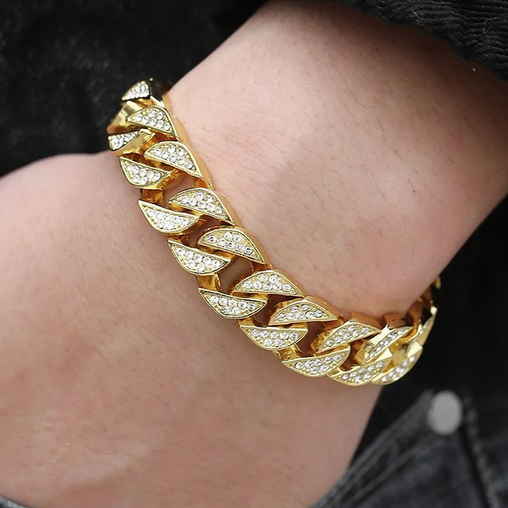 Miami Curb Cuban Chain Bracelet For Men Gold - Choose Victor