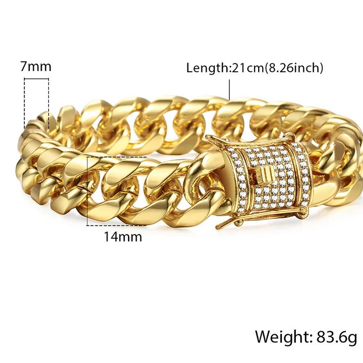 Miami Curb Cuban Chain Bracelet For Men Gold - Choose Victor