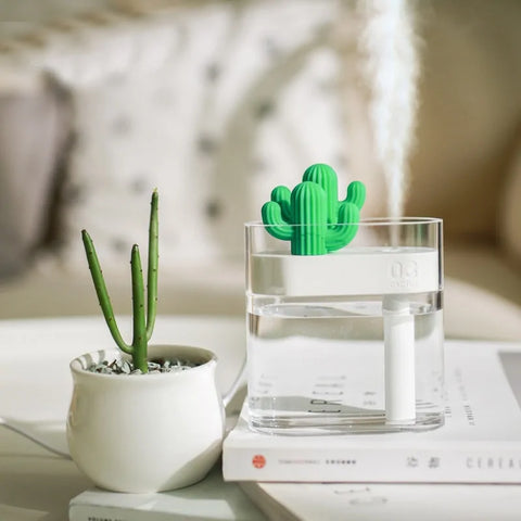 160ML Ultrasonic Air Humidifier Clear Cactus Color Light USB Essential Oil Diffuser Car Purifier Aroma Diffusor Anion Mist Maker - Choose Victor